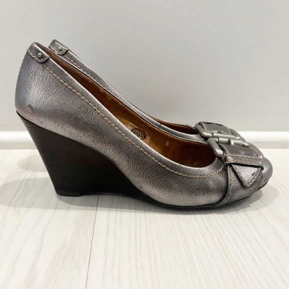 Fossil Womens Wedges Silver Buckle Detail Size‎ 9 - Picture 1 of 10